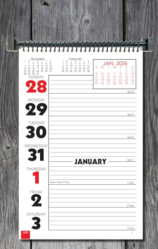 Calendar Company Wochenplanungskalender 2026, mit Platz für Notizen und Almanach-Informationen, Spiralbindung mit flacher Staffelei, 27,9 x 17,8 cm, hergestellt in den USA. (Barnwood) von Calendar Company