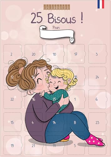Adventskalender / After "25 Küsse" für Baby & Kinder | A3 personalisierbar | Staffelei inklusive | 25 zarte & lustige Küsse (ohne Schokolade, ohne Objekt) | Geschenk für Kinder & Eltern von Calendrier Evenement