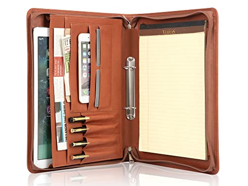 Calfinder Ringbuchmappe A4, Konferenzmappe a4 mit Ringbuch, 2 Ringbinder PU Leder Schreibmappe mit Reißverschluss, Aktenmappe Dokumentenmappe, Geschenk für Damen/Herren, Braun Calfinder Ringbuchmappe A4, Konferenzmappe a4 mit Ringbuch, 2 Ringbinder PU Leder Schreibmappe mit Reißverschluss, Aktenmappe Dokumentenmappe, Geschenk für Damen/Herren, Braun von Calfinder