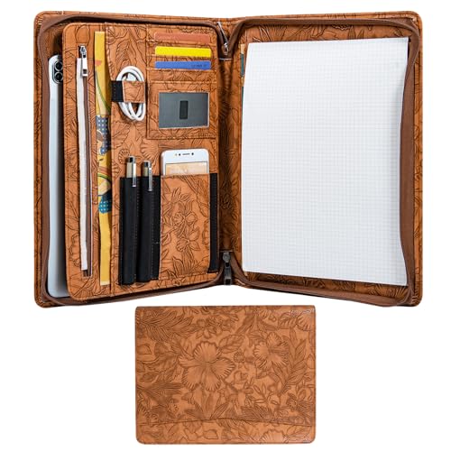 Calfinder Konferenzmappe A4, PU Leder Dokumentenmappe, Reissverschluss Schreibmappe a4, Aktenmappe mit a4 Klemmbrett, Business Portfolio Organizer, Braun Geprägt Calfinder Konferenzmappe A4, PU Leder Dokumentenmappe, Reissverschluss Schreibmappe a4, Aktenmappe mit a4 Klemmbrett, Business Portfolio Organizer, Braun Geprägt von Calfinder
