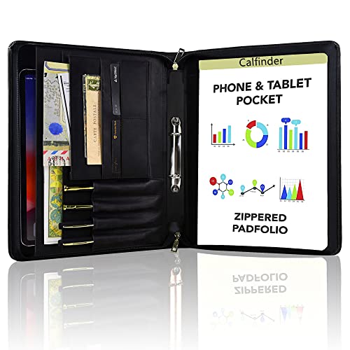 FREI NAME Gravur, Konferenzmappe A4, 2 Ring Binder Organizer Mappe, Personalisiert Ringbuchmappe Leder, Schreibmappe A4 Reißverschluss, Dokumentenmappe mit a4 Klemmbrett, Customized | Schwarz FREI NAME Gravur, Konferenzmappe A4, 2 Ring Binder Organizer Mappe, Personalisiert Ringbuchmappe Leder, Schreibmappe A4 Reißverschluss, Dokumentenmappe mit a4 Klemmbrett, Customized | Schwarz von Calfinder