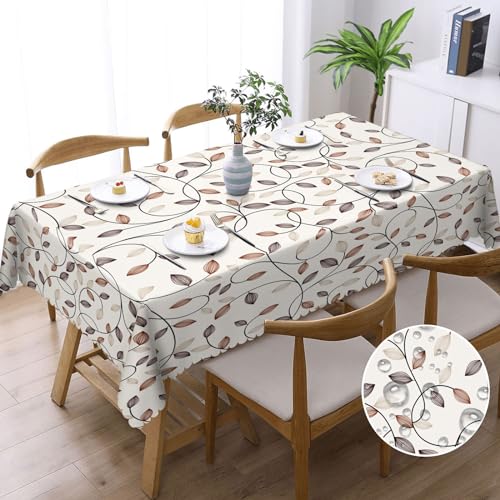 Weihnachten Tischdecke Outdoor Tischdecke Rechteckig Abwaschbar Gartentischdecke Tischdecken Fleckschutz Wasserdicht Tischtuch für Küche, Garten, Partys und Abendessen (Gestreifte Blätter, 110x140 cm) von Calinline