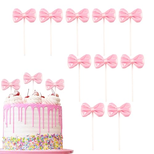 Calkkrer 10 Stück Rosa Schleife Cupcake Topper, Regenbogen Kuchenaufsatz, Muffin Deko, Kuchendeko Torten Deko Regenbogen, Bowknot Cake Topper, Regenbogen Kuchen Topper Calkkrer 10 Stück Rosa Schleife Cupcake Topper, Regenbogen Kuchenaufsatz, Muffin Deko, Kuchendeko Torten Deko Regenbogen, Bowknot Cake Topper, Regenbogen Kuchen Topper von Calkkrer