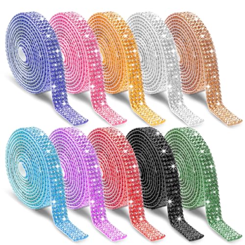 Calkkrer 10 Stück Selbstklebendes Strassband, Kristall-Diamant-Tape, Assortiert, Strass-Steine, Paillettenband, Hotfix-Strass, Glitzerband, DIY-Handy Dekorationen Calkkrer 10 Stück Selbstklebendes Strassband, Kristall-Diamant-Tape, Assortiert, Strass-Steine, Paillettenband, Hotfix-Strass, Glitzerband, DIY-Handy Dekorationen von Calkkrer