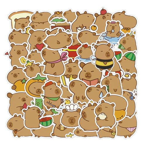 Calkkrer 100 Stück Capybara Sticker Set, Wasserdichtes PVC-Material, Sticker Tiere Für Kinder, Mädchen Und Partydekorationen, Vielseitige Anwendung Auf Laptops Und Mehr von Calkkrer