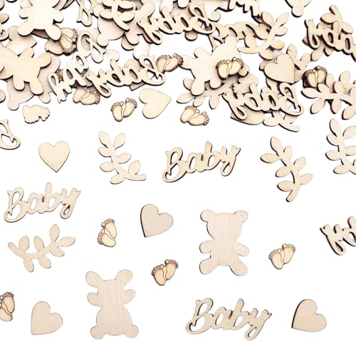 Calkkrer 100 Stück Konfetti für Babyparty Dekoration Mädchen und Junge, Baby Shower Streudeko aus Holz, Design für Tischdeko und Taufe, Baby Shower Deko-Set. Calkkrer 100 Stück Konfetti für Babyparty Dekoration Mädchen und Junge, Baby Shower Streudeko aus Holz, Design für Tischdeko und Taufe, Baby Shower Deko-Set. von Calkkrer
