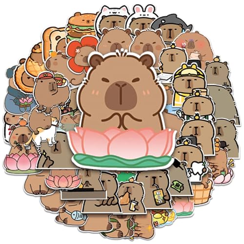 Calkkrer 120 Stück Süße Capybara Aufkleber, Wasserfeste Vinyl-Aufkleber für Kinder und Erwachsene, 3D Capybara Motive für Laptop, Skateboard, Telefon und Notebook von Calkkrer