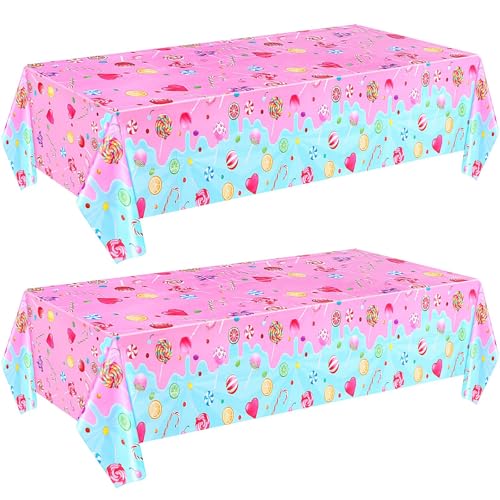 Calkkrer 2 PCS Bunte Plastik Tischdecken, Rosa Party Tischdecke mit Bonbon Design, Tischtuch für Geburtstag, Mädchen Tischdeko, Kinder Wachstischdecke für Baby Shower Calkkrer 2 PCS Bunte Plastik Tischdecken, Rosa Party Tischdecke mit Bonbon Design, Tischtuch für Geburtstag, Mädchen Tischdeko, Kinder Wachstischdecke für Baby Shower von Calkkrer