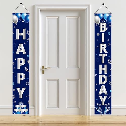 Calkkrer 2 Stück Blau Silber Geburtstag Türbanner Deko, Geburtstagsbanner Alles Gute Zum Geburtstag, Party Deko für Jungen und Männer, Outdoor Indoor Geburtstagsfeier Girlanden Calkkrer 2 Stück Blau Silber Geburtstag Türbanner Deko, Geburtstagsbanner Alles Gute Zum Geburtstag, Party Deko für Jungen und Männer, Outdoor Indoor Geburtstagsfeier Girlanden von Calkkrer