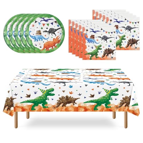 Calkkrer 25 Teile Aquarell Dinosaurier Partyzubehör, Dinosaurier Partyteller, Servietten und Tischdecke. Jungen, Dessertteller, Tischbesteck für 8 Gäste. Calkkrer 25 Teile Aquarell Dinosaurier Partyzubehör, Dinosaurier Partyteller, Servietten und Tischdecke. Jungen, Dessertteller, Tischbesteck für 8 Gäste. von Calkkrer