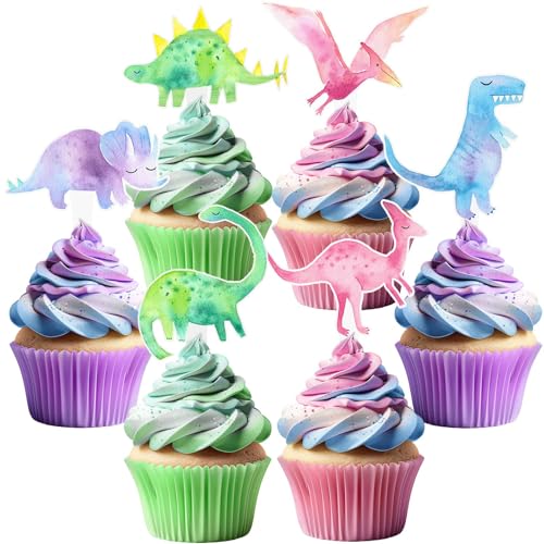 Calkkrer 36 Stück Rosa Dino Cupcake Toppers, Dino Geburtstagsdeko für Kinder, Dino Kuchen Dekorationen, Dino Cupcake Verzierungen, Tischdeko, Dino Partyset Calkkrer 36 Stück Rosa Dino Cupcake Toppers, Dino Geburtstagsdeko für Kinder, Dino Kuchen Dekorationen, Dino Cupcake Verzierungen, Tischdeko, Dino Partyset von Calkkrer