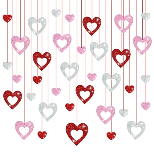 Calkkrer 36 PCS Valentinstag Dekorationen, Glitzer Herz Spiralen Hängend, Rote, Pinke & Silberne Herz Ornamente, Romantische Valentinstag Party Deko Valentinsfeier Calkkrer 36 PCS Valentinstag Dekorationen, Glitzer Herz Spiralen Hängend, Rote, Pinke & Silberne Herz Ornamente, Romantische Valentinstag Party Deko Valentinsfeier von Calkkrer