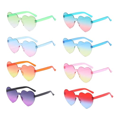 Calkkrer 8 Stück Retro Herz Sonnenbrille, Party Brillen, Charmante Herzbrillen, Festival Sonnenbrille Herzform, Hippie Brille, Foto Requisiten Für Kinder Und Erwachsene Calkkrer 8 Stück Retro Herz Sonnenbrille, Party Brillen, Charmante Herzbrillen, Festival Sonnenbrille Herzform, Hippie Brille, Foto Requisiten Für Kinder Und Erwachsene von Calkkrer