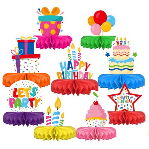 Calkkrer 9 Stück Bunte Happy Birthday Tischdeko, Waben Tischdekoration Party Deko, Geburtstag Tischaufsätze, Zuckerbienen Deko, Tisch Ornament für Geburtstag Party Calkkrer 9 Stück Bunte Happy Birthday Tischdeko, Waben Tischdekoration Party Deko, Geburtstag Tischaufsätze, Zuckerbienen Deko, Tisch Ornament für Geburtstag Party von Calkkrer