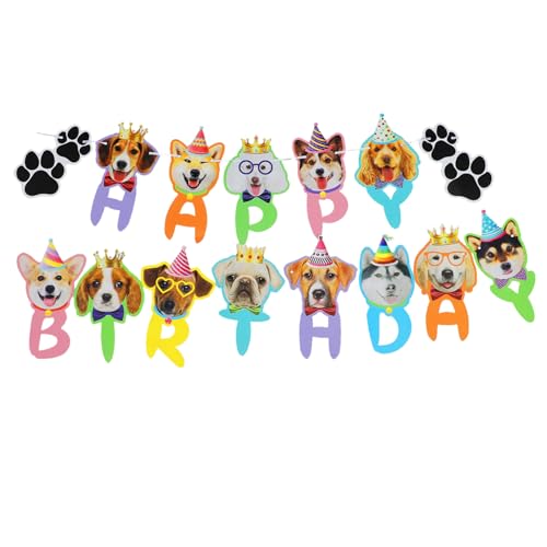 Calkkrer Niedlicher Hund Geburtstag Banner, Bunte Tortendeko, Happy Birthday Banner, Hundekuchen Dekoration, Hundepfote Motive, Hunde Geburtstagsfeier Zubehör Calkkrer Niedlicher Hund Geburtstag Banner, Bunte Tortendeko, Happy Birthday Banner, Hundekuchen Dekoration, Hundepfote Motive, Hunde Geburtstagsfeier Zubehör von Calkkrer