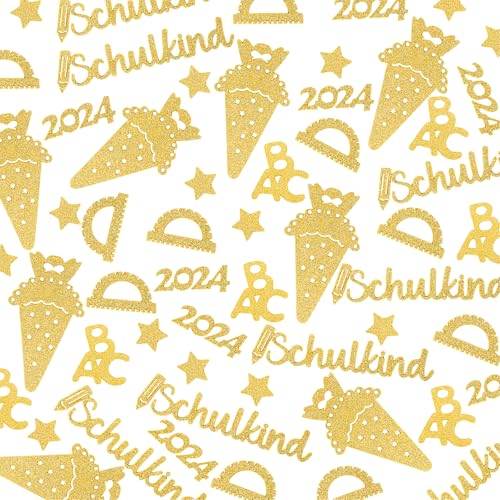 Calkkrer von 100 Dekorativen Erster-Schule-Mädchen-Streudekoerzer, Schmuck für die Erste Schultagsparty, Glitzer-Gold Gold-Dekoration für den Ersten Schultag. von Calkkrer