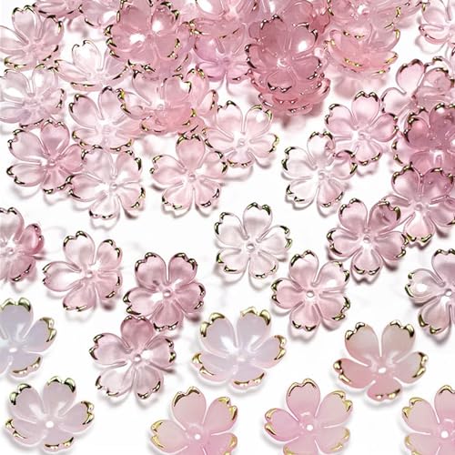 Calkrer 50 Stk. Kirschenblüten-Acryl-Blumenkugeln, Mini-Floral-Sparkerkugeln für Schmuckherstellung, 5-Blätter-Verlaufs-Blumenkugeln, für DIY Armbänder. Calkrer 50 Stk. Kirschenblüten-Acryl-Blumenkugeln, Mini-Floral-Sparkerkugeln für Schmuckherstellung, 5-Blätter-Verlaufs-Blumenkugeln, für DIY Armbänder. von Calkkrer