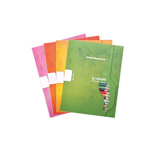 Clairefontaine 551C - Packung mit 25 Heften Calligraphe, ideal für Kunstunterricht und Zeichnungen, 8 Blatt, 17x22cm, 90g, blanko, sortierte Farben, 1 Pack von Calligraphe