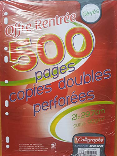 Clairefontaine 9253C - Packung mit 250 Blatt Kanzleibögen Calligraphe DIN A4 21x29,7 cm, französische Lineatur, 90g, gelocht, ideal für Ordner 32x26 cm, Weiß, 1 Pack von Calligraphe