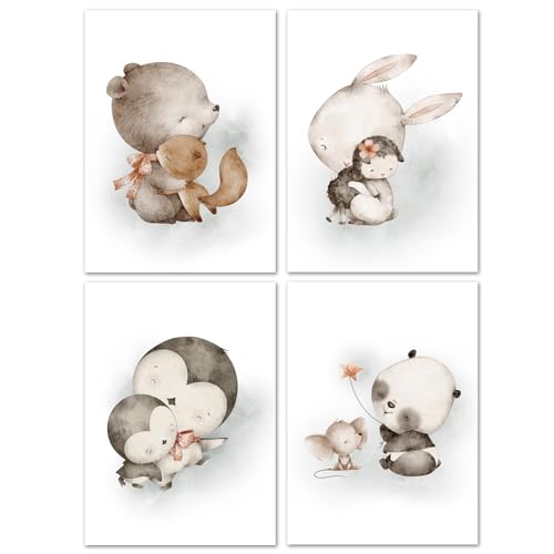Calmondo 4er Set Kinderbilder Freundschaft | Wand-Poster, Tierbilder, Geschenkidee für Kinder & Babys | Wandbilder für Junge und Mädchen | Deko für Kinderzimmer & Babyzimmer | ohne Rahmen | A4 Calmondo 4er Set Kinderbilder Freundschaft | Wand-Poster, Tierbilder, Geschenkidee für Kinder & Babys | Wandbilder für Junge und Mädchen | Deko für Kinderzimmer & Babyzimmer | ohne Rahmen | A4 von Calmondo