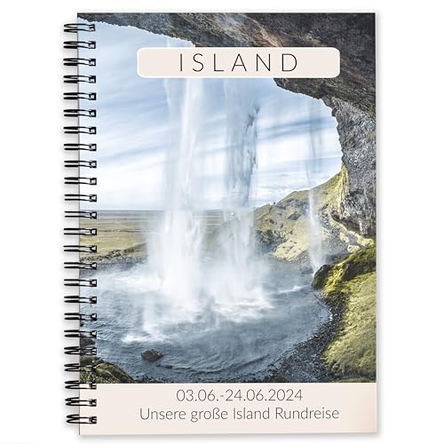 Personalisiertes Reisetagebuch Island | abwechslungsreiches Achtsamkeits-Tagebuch mit Reiseplanung | Für 3 Wochen | personalisierbares Reise-Geschenk für Iceland | Ringbuch DIN A5 | Calmondo von Calmondo