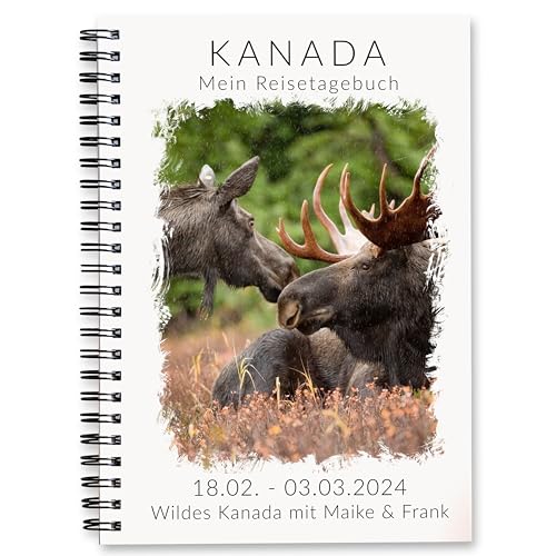 Calmondo Personalisiertes Reisetagebuch Kanada | individuelles Kanada Geschenk personalisierbares Reise-Achtsamkeitstagebuch | Reisebuch für 3 Wochen | Perfekt für Rundreise | Ringbuch DIN A5 von Calmondo