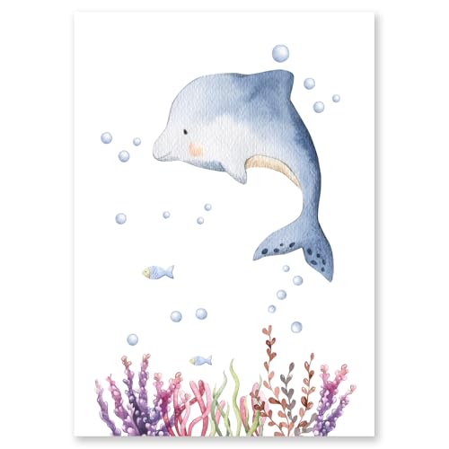 Delfin Kinderbild für Kinderzimmer & Babyzimmer | Tier-Poster Bild für Kinder als Geschenk für Mädchen & Jungen | Süße Wand-Deko für eine fröhliche Atmosphäre | DIN A4 | Mit Bonusbild und Kindermappe Delfin Kinderbild für Kinderzimmer & Babyzimmer | Tier-Poster Bild für Kinder als Geschenk für Mädchen & Jungen | Süße Wand-Deko für eine fröhliche Atmosphäre | DIN A4 | Mit Bonusbild und Kindermappe von Calmondo