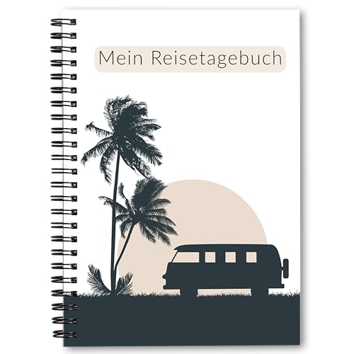 Reisetagebuch zum Selberschreiben | interaktives Reisebuch Travel Book für 3 Wochen | Reise Geschenk für Kreuzfahrt Weltreise Camping-Trip uvm. | Ringbuch DIN A5 | Cover: Camper Van | Calmondo von Calmondo
