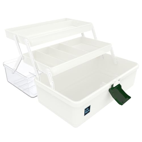 Calogy 33 cm Bastelbox, 3-lagiger Mehrzweck-Organizer und Aufbewahrungsbehälter für Bastelbedarf, für Erste Hilfe und Kosmetik, tragbare Aufbewahrungsbox mit Griff für Zuhause, Schule, Büro von Calogy