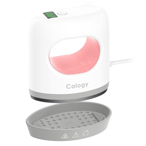 Calogy Mini Transferpresse Plottermaschine Heizpresse, Kleine Bügeleisen 4 Stufen Temperatur max 210℃ Schnell heiß Präzision Heißpresse für T-shirts, Schuhe, Tassen und DIY Basteln (Weiß Rosa) von Calogy