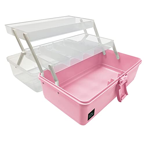 Calogy Bastel-Organizer- und Aufbewahrungsbox, 33 cm, 3-lagig, multifunktionale Organizerbox für Näharbeiten aus Kunststoff mit Griff von Calogy