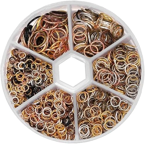 970 Stück mehrfarbige Metall-Binderinge für kleine Bastelarbeiten, Schmuckverbinder, verschiedene Größen, Verbindungsringe, offen für Schlüsselanhänger, Schmuckherstellung, Biegeringe 970 Stück mehrfarbige Metall-Binderinge für kleine Bastelarbeiten, Schmuckverbinder, verschiedene Größen, Verbindungsringe, offen für Schlüsselanhänger, Schmuckherstellung, Biegeringe von Calsgkspray