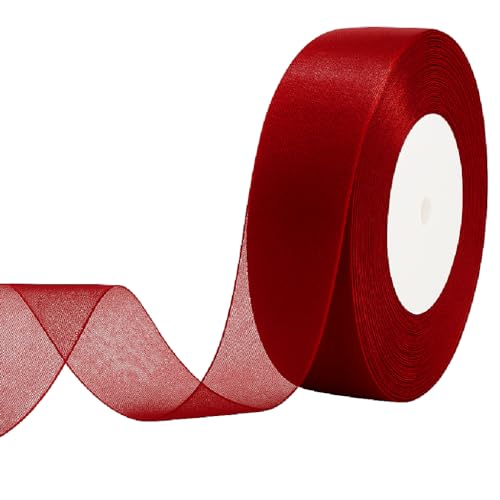 Organza-Geschenkband in Bordeaux, 2 cm breit, 46 m – Transparentes Chiffonband für Geschenke, Basteln, Blumen, Hochzeit & Deko von CamareR