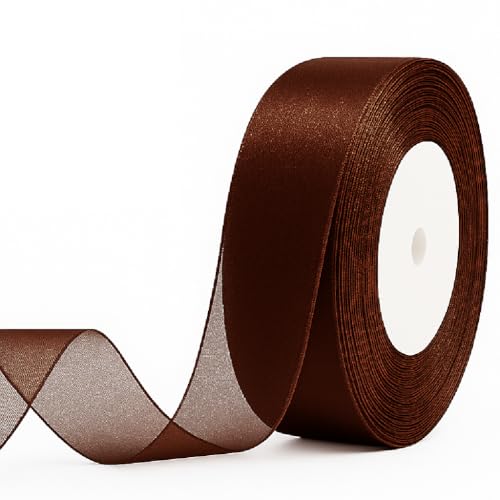 Organza-Geschenkband in Braun, 2 cm breit, 46 m – Transparentes Chiffonband für Geschenke, Basteln, Blumen, Hochzeit & Deko von CamareR
