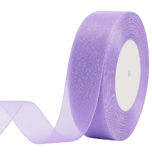 Organza-Geschenkband in Flieder, 2 cm breit, 46 m – Transparentes Chiffonband für Geschenke, Basteln, Blumen, Hochzeit & Deko von CamareR