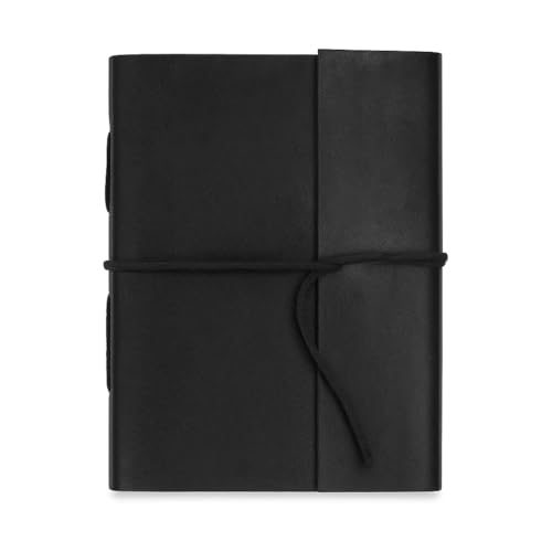 Handgefertigtes schwarzes Leder-Notizbuch mit unliniertem Papier, Vintage-Leder-Reisetagebuch/Notizblock für Damen und Herren (12,7 x 17,8 cm) von CamelFibre Journals