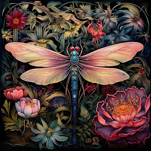 Camocin Art Malen nach Zahlen Erwachsene Libelle, Libelle Malen nach Zahlen Erwachsene leinwand Set, DIY Blumen Paint by Numbers für Home Decor, Ohne Rahmen 40x50cm von Camocin Art