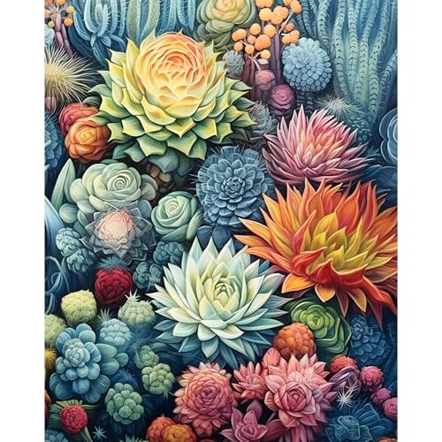 Camocin Art Malen nach Zahlen Erwachsene Pflanzen, Sukkulenten Malen nach Zahlen Erwachsene leinwand Set, DIY Pflanzen Paint by Numbers für Home Decor, Ohne Rahmen 40x50cm von Camocin Art