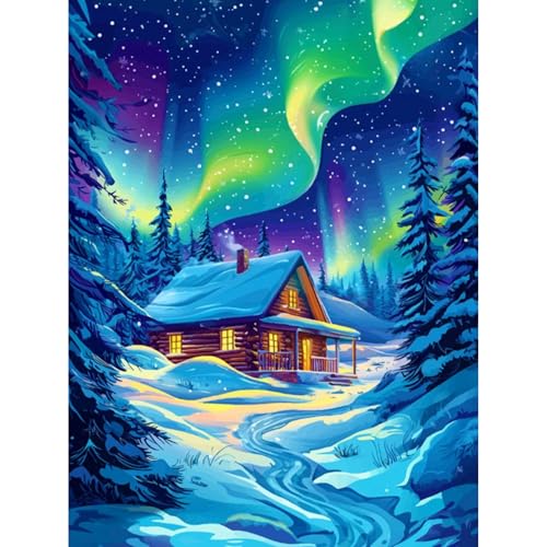 Diamond Painting Aurora, 5D Aurora Diamond Painting Erwachsene, Landschaft Diamant Painting Bilder Set für Erwachsene, Mosaikherstellung Bastelset für Haus Wanddeko 30x40cm von Camocin Art