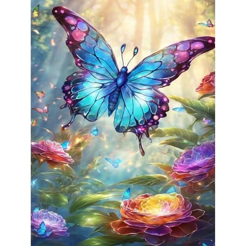 Diamond Painting Schmetterling, 5D Blumen Diamond Painting Erwachsene, Landschaft Diamant Painting Bilder Set für Erwachsene, Mosaikherstellung Bastelset für Haus Wanddeko 30x40cm von Camocin Art