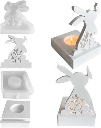 Silikonformen Gießformen | Silikonformen Ostern | 3D Ostern Hase Backform | Silikonform Kerzenhalter Mit Sockel | Hase Silikon DIY Giessform Für Kerzen Handwerk -DIY-Geschenke von Campsie