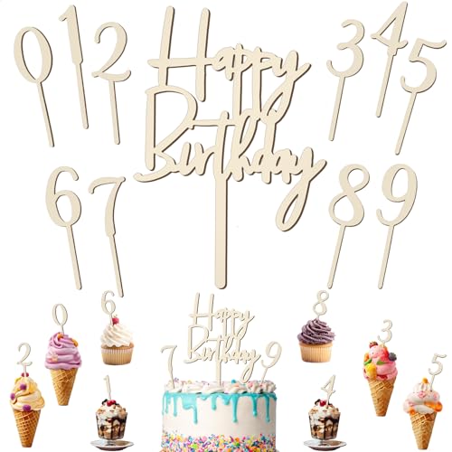 11pcs Cake Topper Zahlen Holz 0-9, Happy Birthday Tortendeko mit Kuchendekor Cupcake Topper Kuchen Deko Cake Topper Geburtstag für Mädchen Junge Frauen Mann Geburtstagsfeiern Hochzeit 11pcs Cake Topper Zahlen Holz 0-9, Happy Birthday Tortendeko mit Kuchendekor Cupcake Topper Kuchen Deko Cake Topper Geburtstag für Mädchen Junge Frauen Mann Geburtstagsfeiern Hochzeit von Camptrip