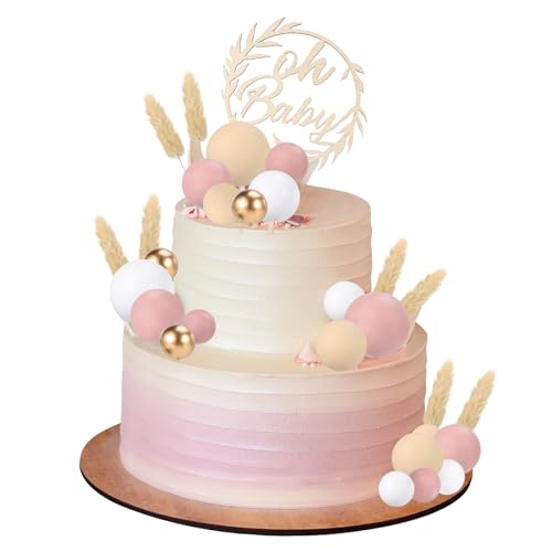 Camptrip 49 Stück Oh Baby Cake Topper Holz,Oh Baby Kuchen Topper Babyparty Tortendeko,Kuchen Deko Kuchenstecker für Baby Shower Eine Windeltorte Gender Reveal Partydeko von Camptrip