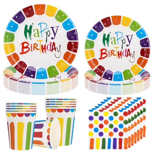 Camptrip 80 Stück Partygeschirr Set,Kinder Geburtstags Deko Regenbogen Geschirr Regenbogen Party Dekorationen für 20 Gäste,Party Dekorationszubehör mit Pappbecher Teller Servietten Camptrip 80 Stück Partygeschirr Set,Kinder Geburtstags Deko Regenbogen Geschirr Regenbogen Party Dekorationen für 20 Gäste,Party Dekorationszubehör mit Pappbecher Teller Servietten von Camptrip
