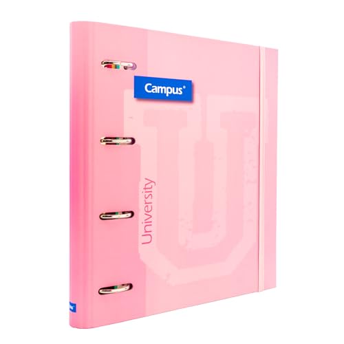 Campus 4 Ringbuch mit Nachfüllung A4 100 Blatt kariert 5x5 mit 5 farbigen Bändern, elastischer Gummiverschluss, Ordner mit extra festem Einband (Rosa) Campus 4 Ringbuch mit Nachfüllung A4 100 Blatt kariert 5x5 mit 5 farbigen Bändern, elastischer Gummiverschluss, Ordner mit extra festem Einband (Rosa) von Campus