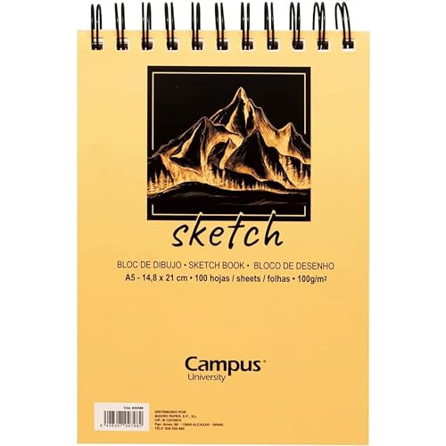 Campus University - Zeichenblock Sketch A5 Skizzenbuch mit Spiralbindung, 100 Blatt, 100 Gramm in Weiß für Kohle, Bleistift, Wachs, Kuchen, Skizzen Campus University - Zeichenblock Sketch A5 Skizzenbuch mit Spiralbindung, 100 Blatt, 100 Gramm in Weiß für Kohle, Bleistift, Wachs, Kuchen, Skizzen von Campus University