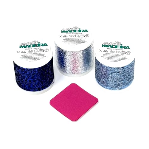 Camtiac Madeira Beilaufgarn sehr feines metallisiertes Beilaufgarn Farben: Hellblau- Silber-Dunkelblau 3x1000 Meter Snapspule Camtiac Madeira Beilaufgarn sehr feines metallisiertes Beilaufgarn Farben: Hellblau- Silber-Dunkelblau 3x1000 Meter Snapspule von Camtiac