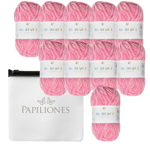 Chenille Chenillegarn Haekelgarn Bastelgarn Ricorumi Amigurumi Wolle 10 Knäul Farbe: 8 pink von Camtiac