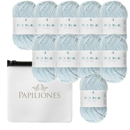 Chenille Chenillegarn Haekelgarn Bastelgarn Ricorumi Amigurumi Wolle 10 Knäul hellblau von Camtiac