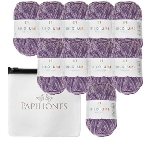 Chenille Chenillegarn Haekelgarn Bastelgarn Ricorumi Amigurumi Wolle 10 Knäul Farbe: 12 lila von Camtiac
